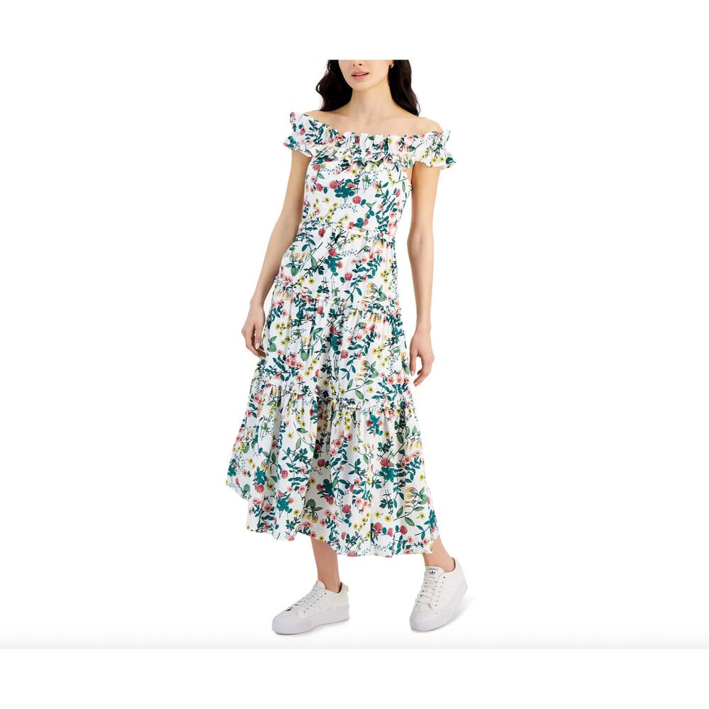 NWT Nautica womens Short Sleeve Midi Dress Off the Shoulder Dress Casual Dress